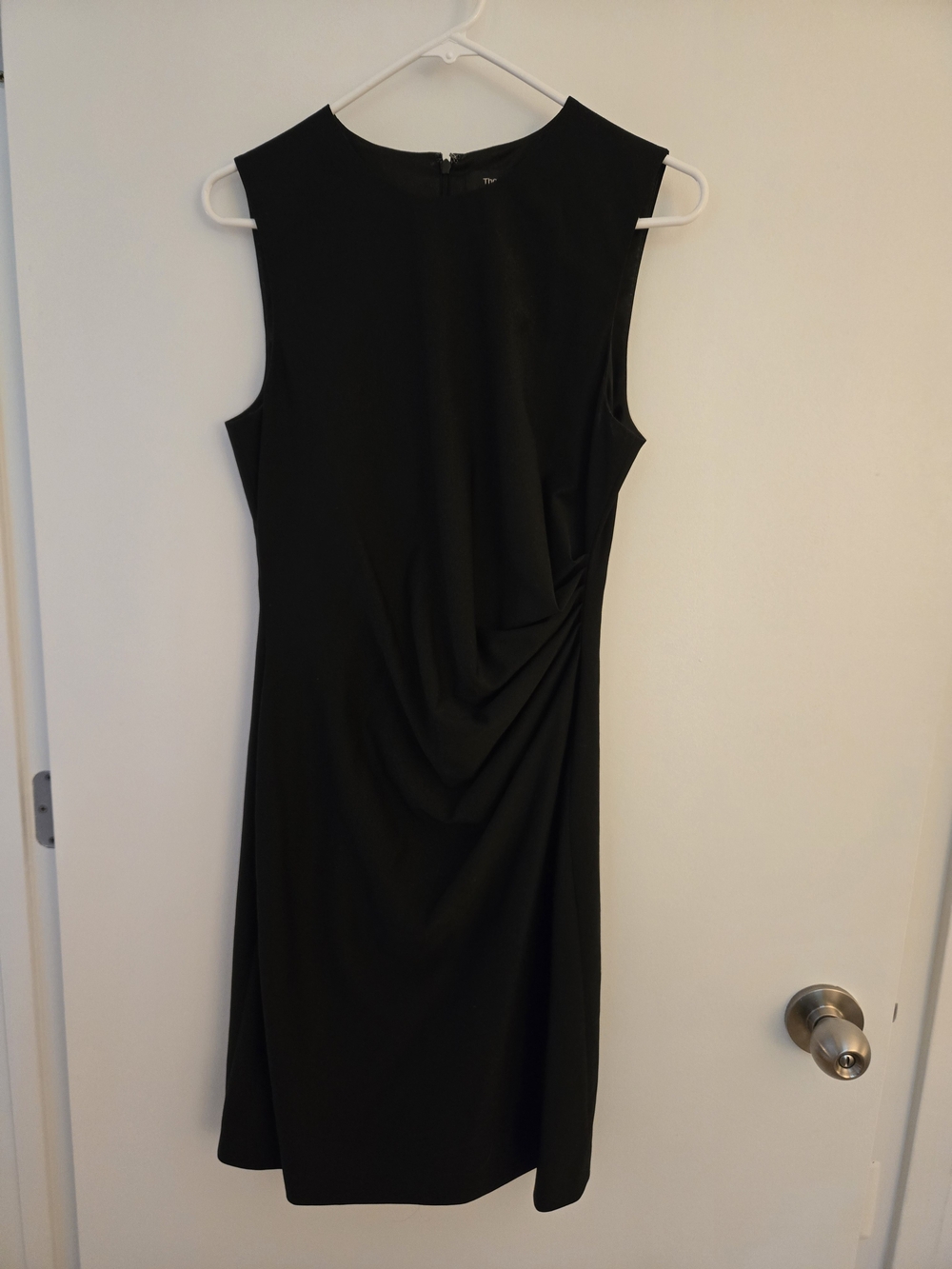 Theory Black Sleeveless Drape Sheath Dress